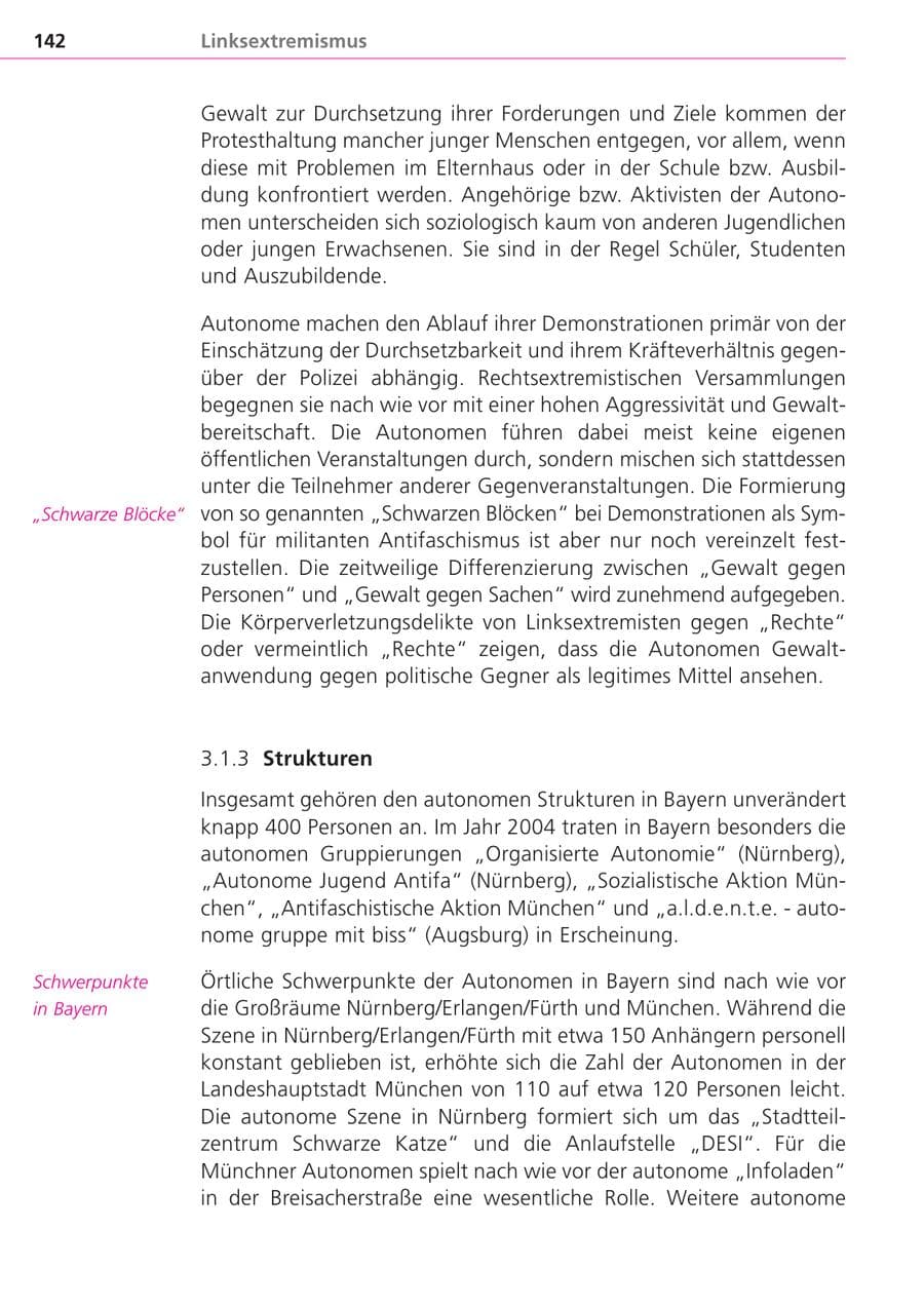 Seite 142 des Verfassungsschutzbericht 2004 Bayern