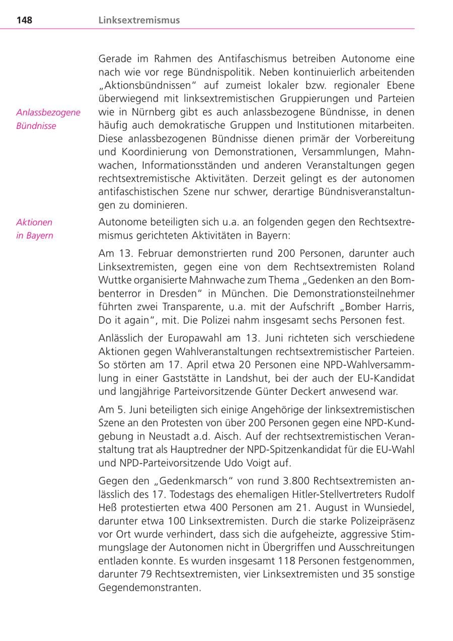 Seite 148 des Verfassungsschutzbericht 2004 Bayern