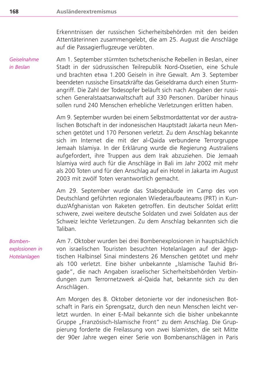 Seite 168 des Verfassungsschutzbericht 2004 Bayern