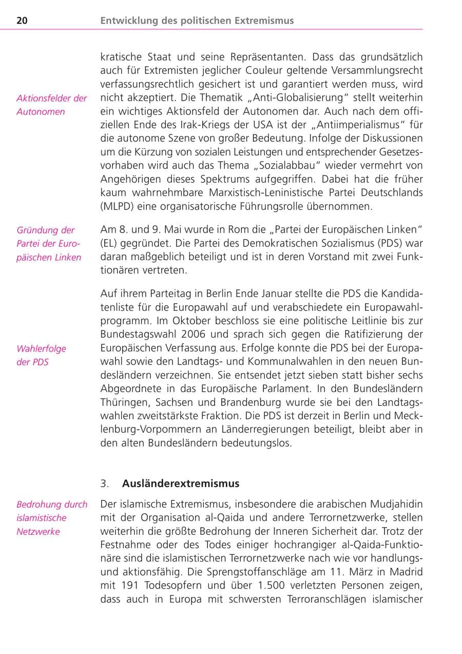 Seite 20 des Verfassungsschutzbericht 2004 Bayern