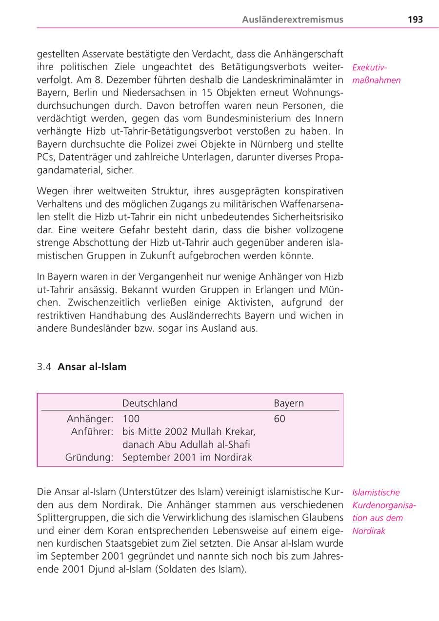 Seite 193 des Verfassungsschutzbericht 2004 Bayern