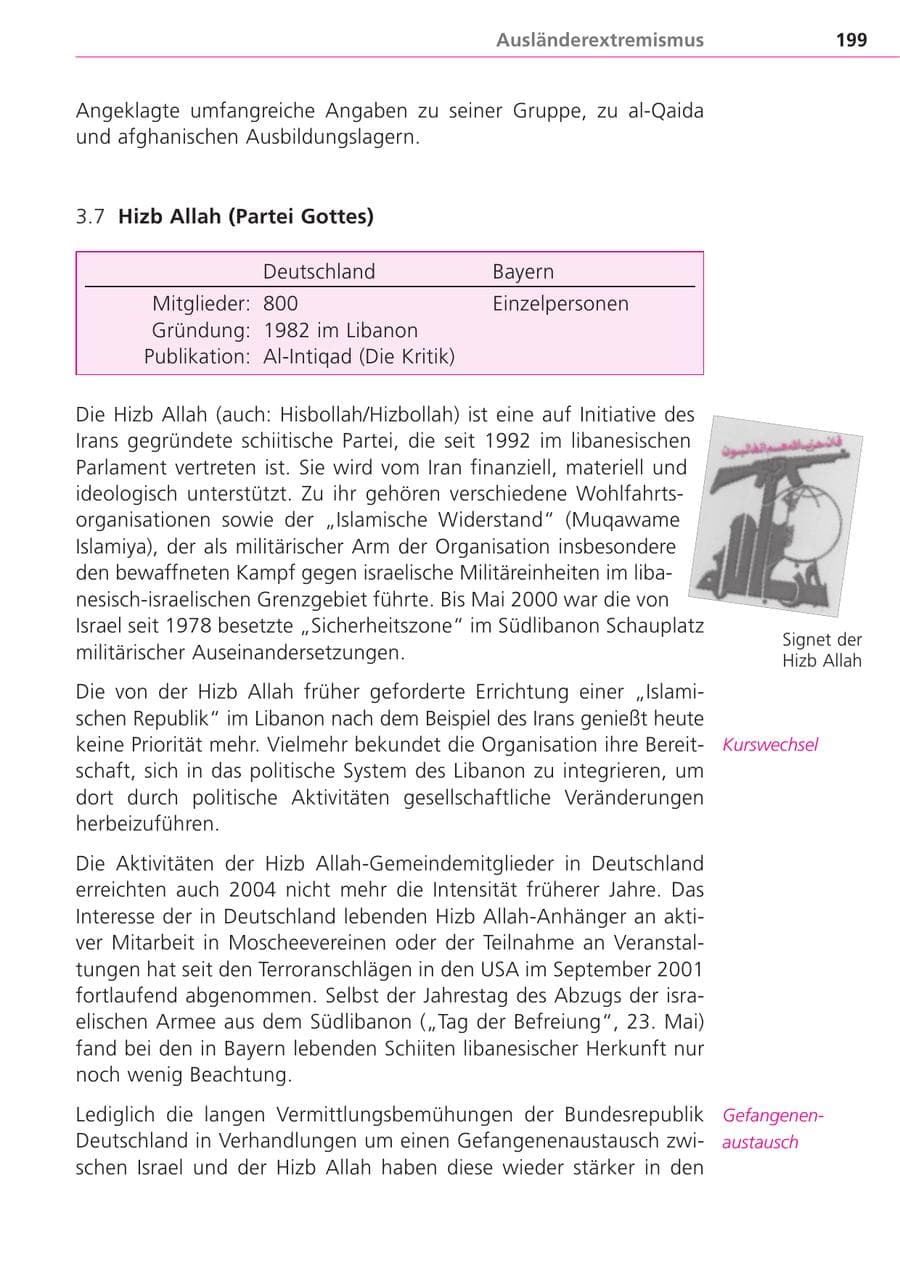Seite 199 des Verfassungsschutzbericht 2004 Bayern