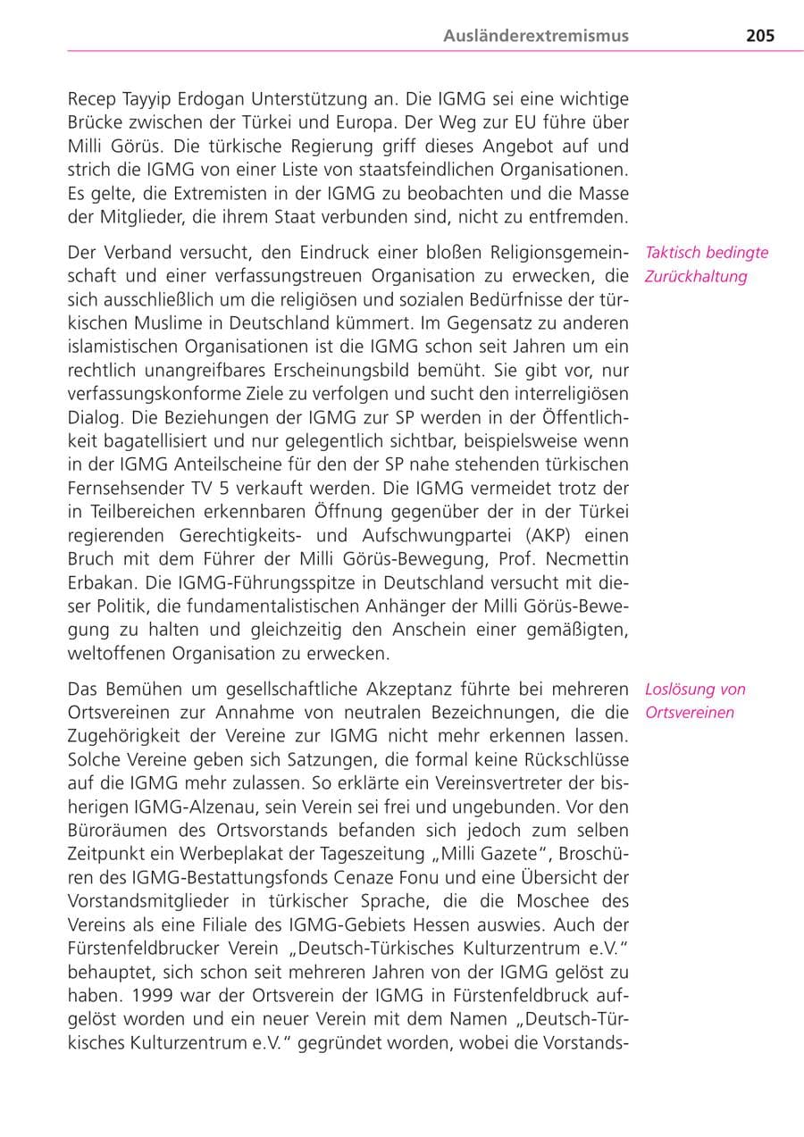 Seite 205 des Verfassungsschutzbericht 2004 Bayern