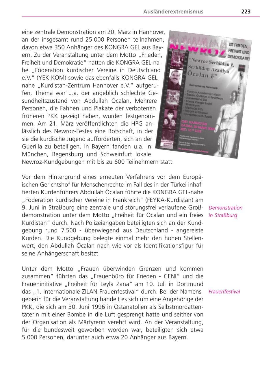 Seite 223 des Verfassungsschutzbericht 2004 Bayern