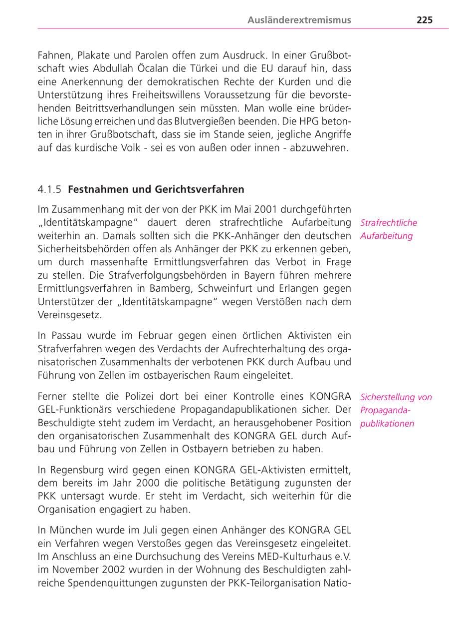Seite 225 des Verfassungsschutzbericht 2004 Bayern