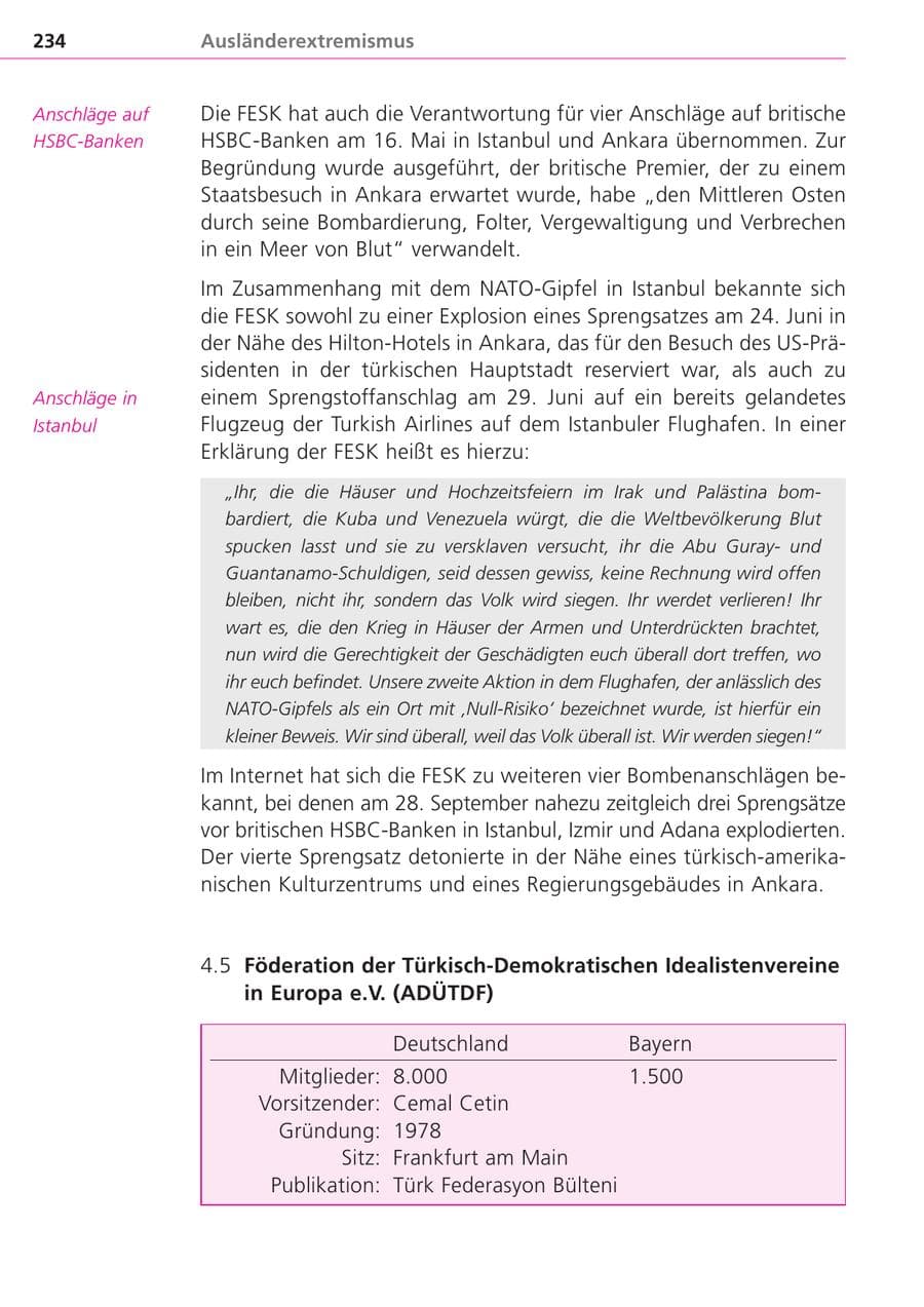 Seite 234 des Verfassungsschutzbericht 2004 Bayern