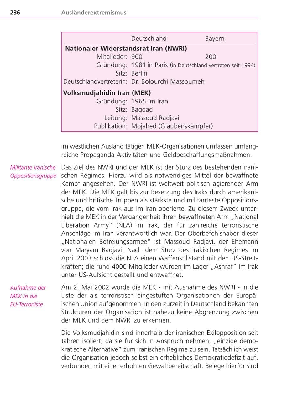 Seite 236 des Verfassungsschutzbericht 2004 Bayern