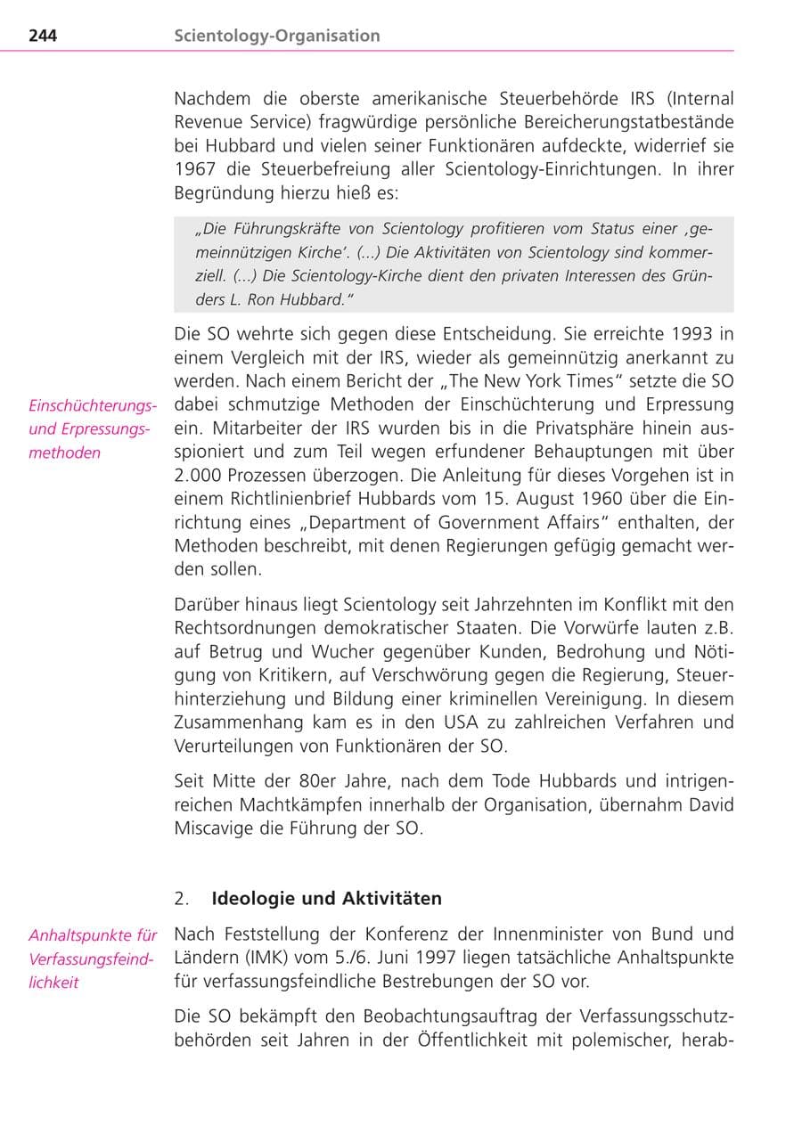 Seite 244 des Verfassungsschutzbericht 2004 Bayern