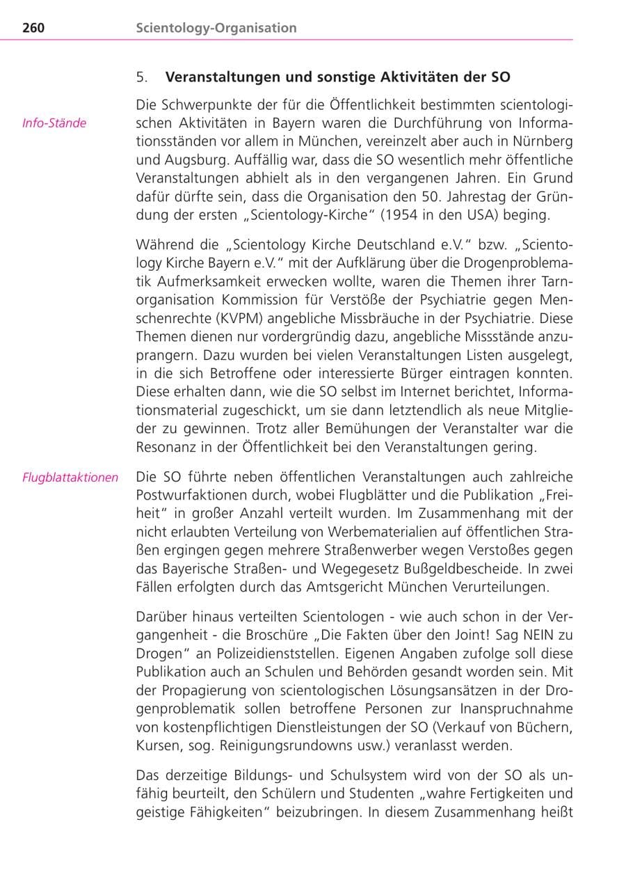 Seite 260 des Verfassungsschutzbericht 2004 Bayern