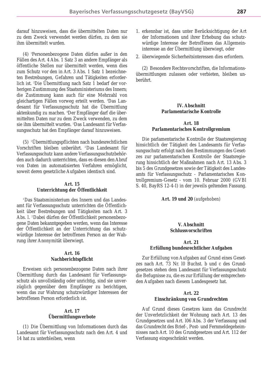 Seite 287 des Verfassungsschutzbericht 2004 Bayern