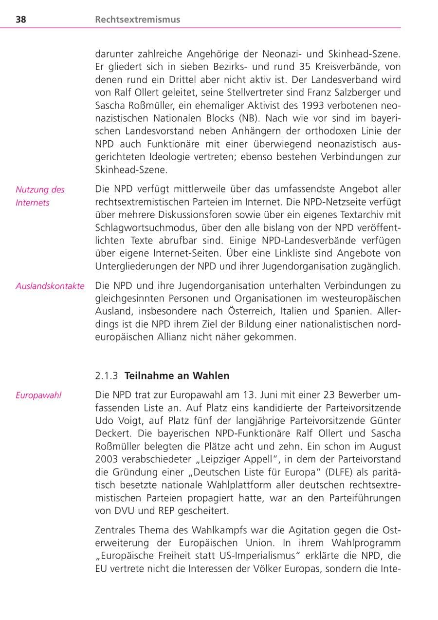 Seite 38 des Verfassungsschutzbericht 2004 Bayern