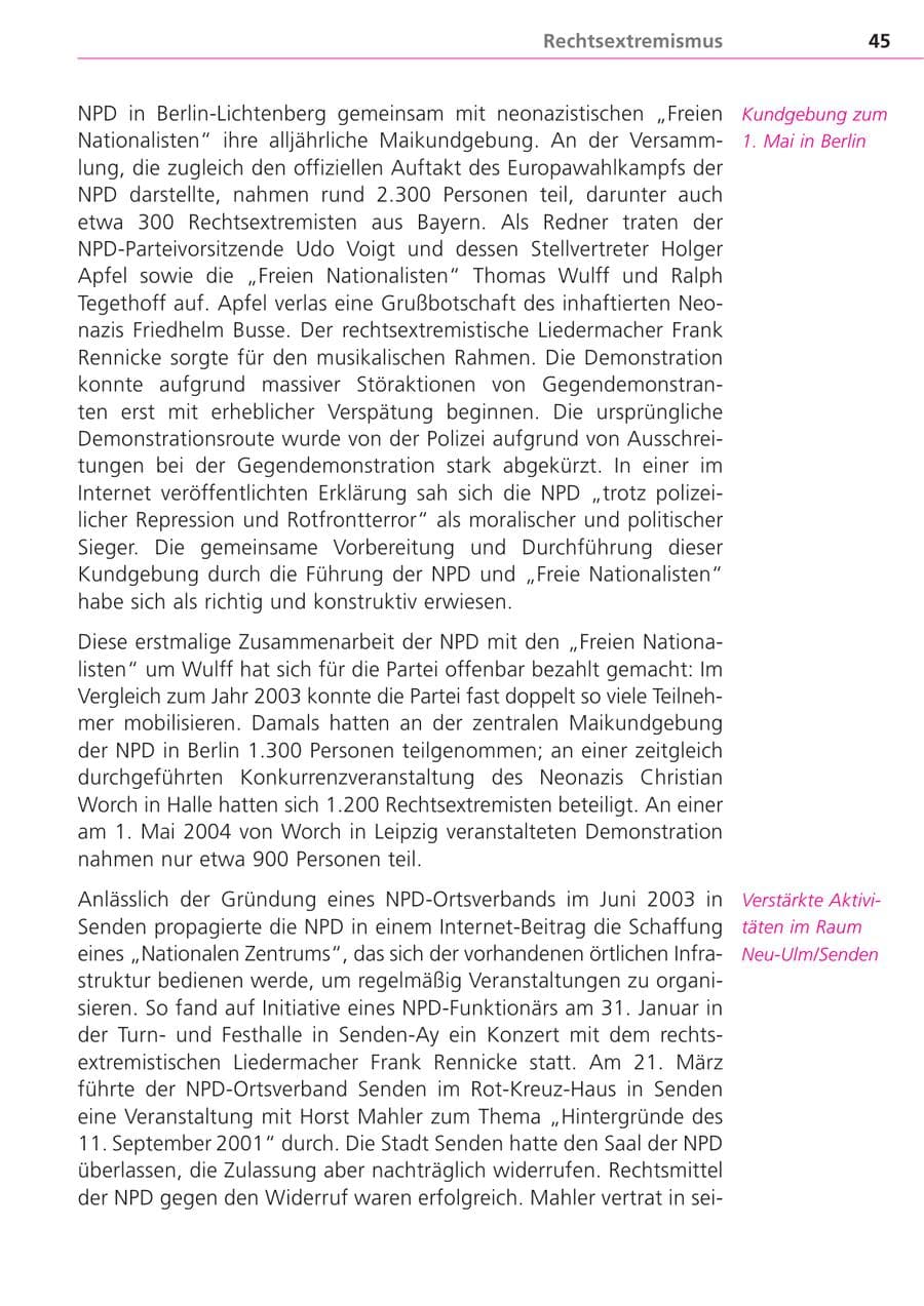 Seite 45 des Verfassungsschutzbericht 2004 Bayern