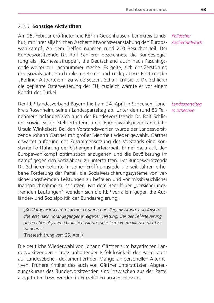 Seite 63 des Verfassungsschutzbericht 2004 Bayern