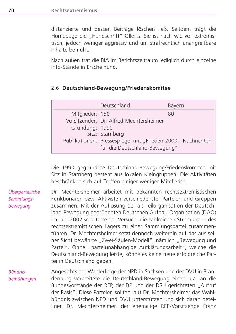 Seite 70 des Verfassungsschutzbericht 2004 Bayern