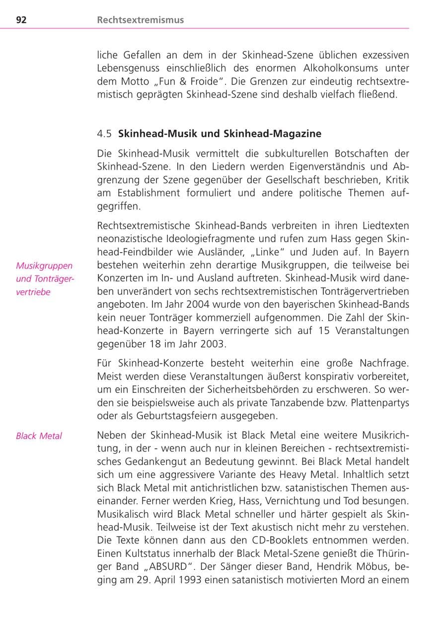 Seite 92 des Verfassungsschutzbericht 2004 Bayern