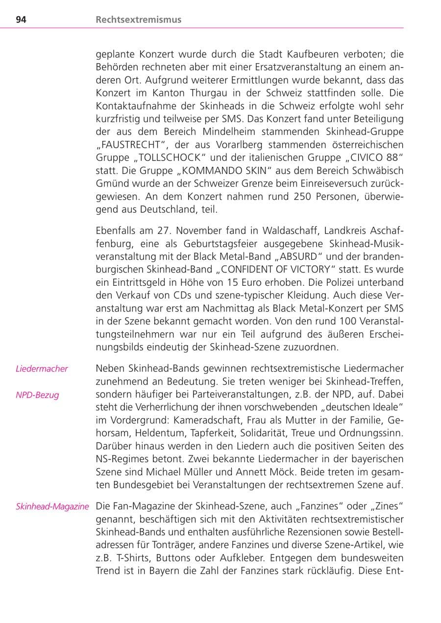 Seite 94 des Verfassungsschutzbericht 2004 Bayern