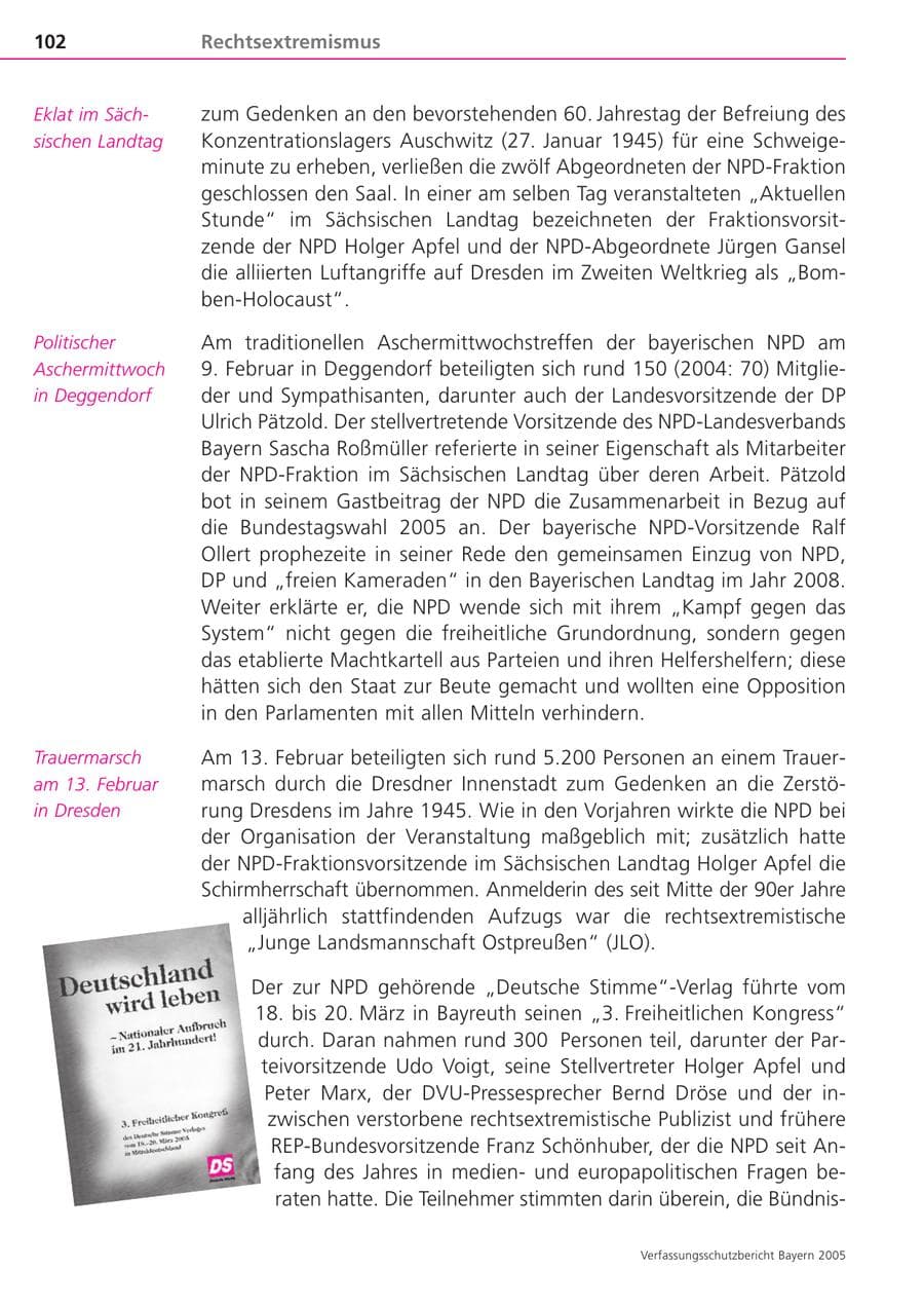 Seite 102 des Verfassungsschutzbericht 2005 Bayern