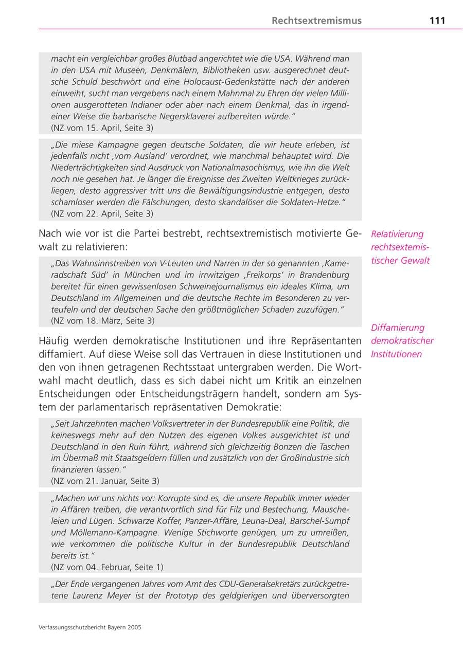 Seite 111 des Verfassungsschutzbericht 2005 Bayern