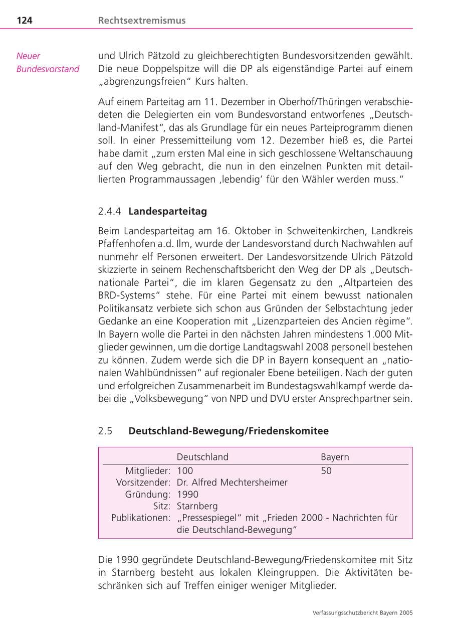 Seite 124 des Verfassungsschutzbericht 2005 Bayern