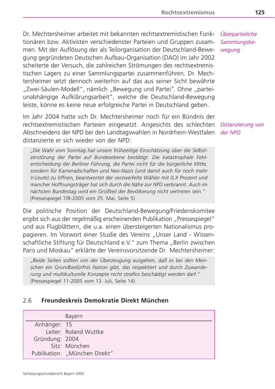 Seite 125 des Verfassungsschutzbericht 2005 Bayern