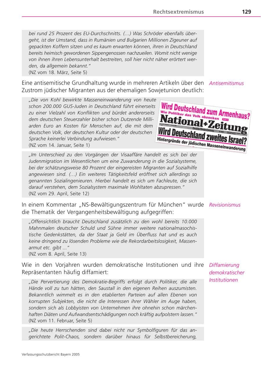 Seite 129 des Verfassungsschutzbericht 2005 Bayern