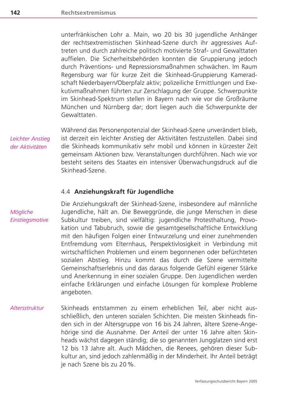 Seite 142 des Verfassungsschutzbericht 2005 Bayern