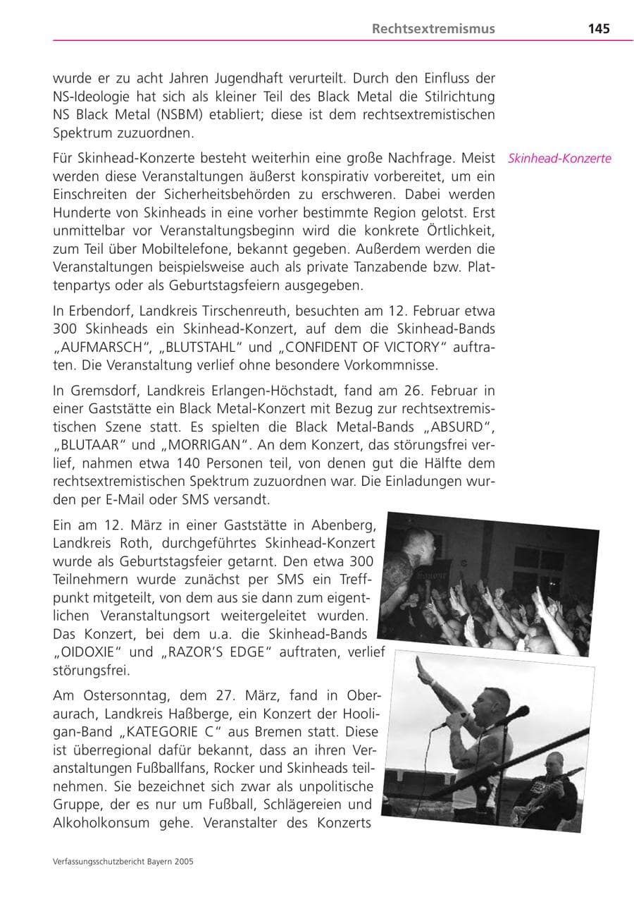 Seite 145 des Verfassungsschutzbericht 2005 Bayern
