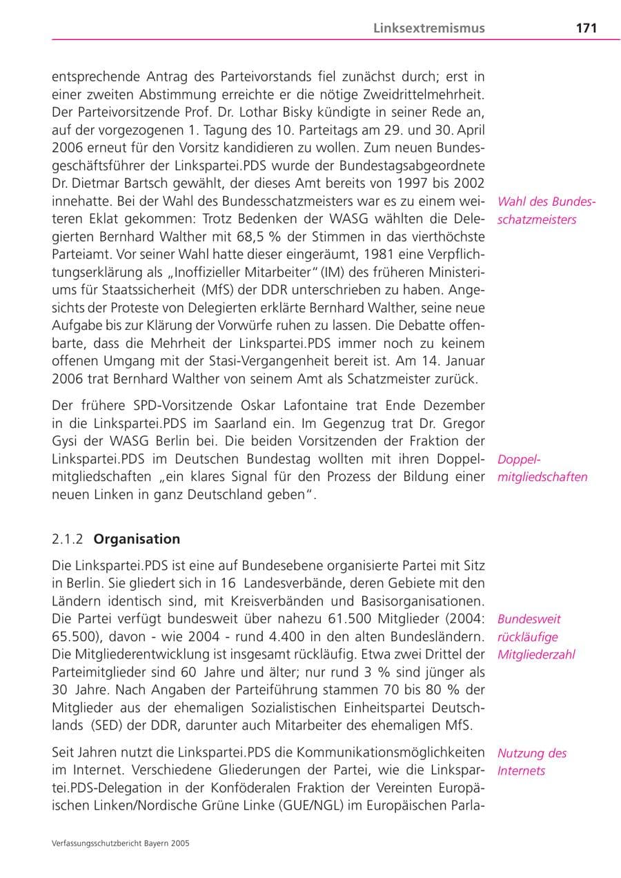 Seite 171 des Verfassungsschutzbericht 2005 Bayern