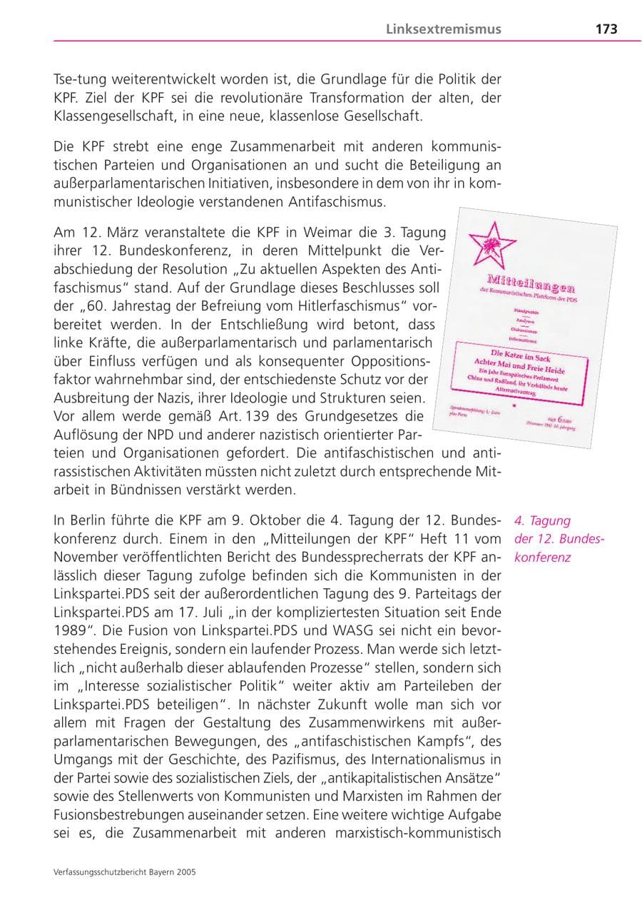 Seite 173 des Verfassungsschutzbericht 2005 Bayern