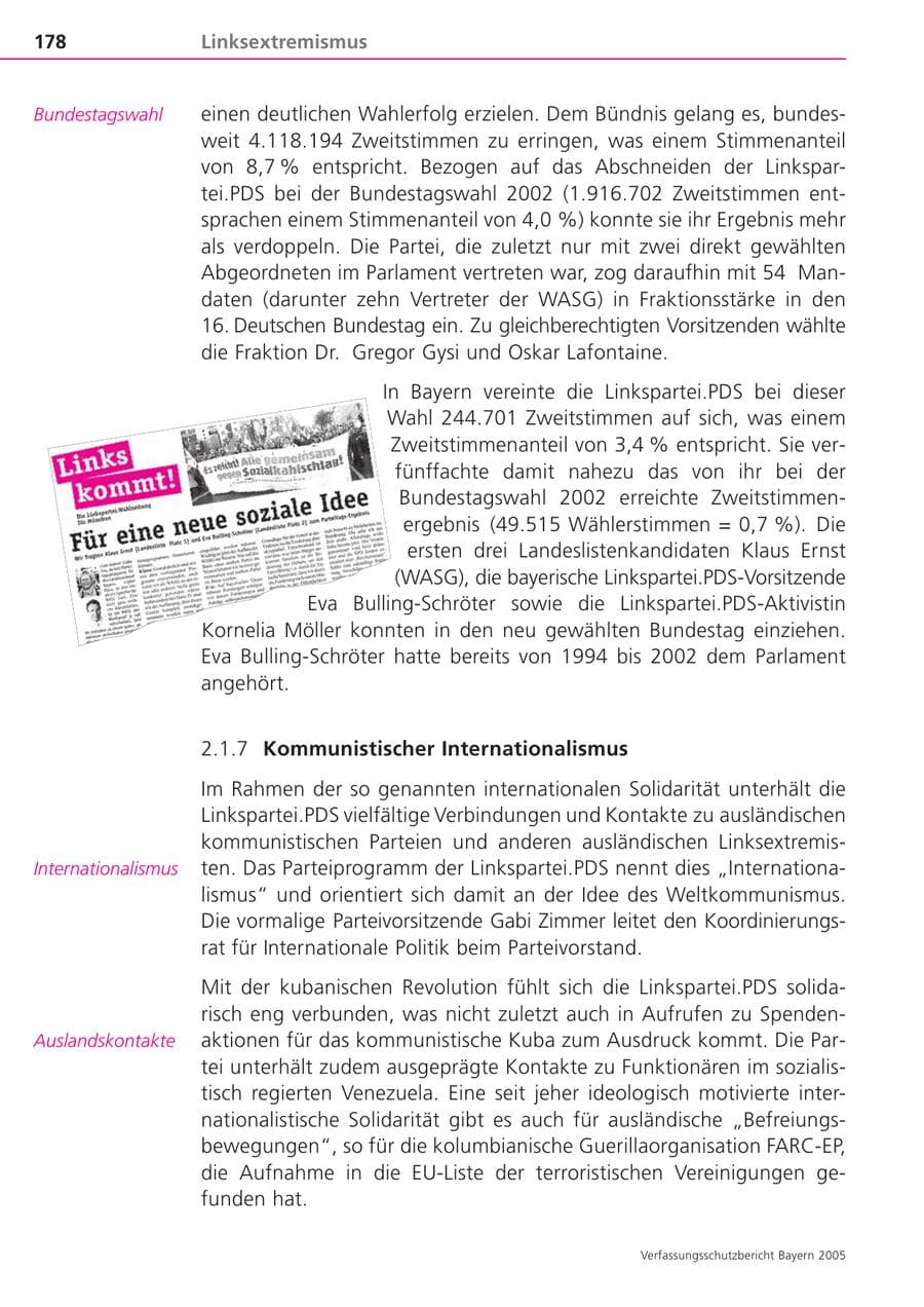 Seite 178 des Verfassungsschutzbericht 2005 Bayern