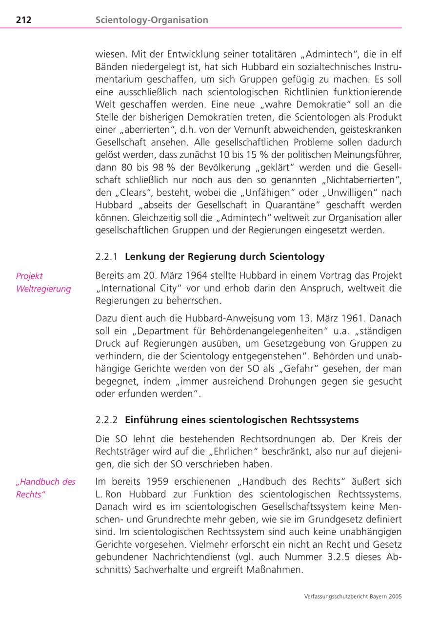 Seite 212 des Verfassungsschutzbericht 2005 Bayern