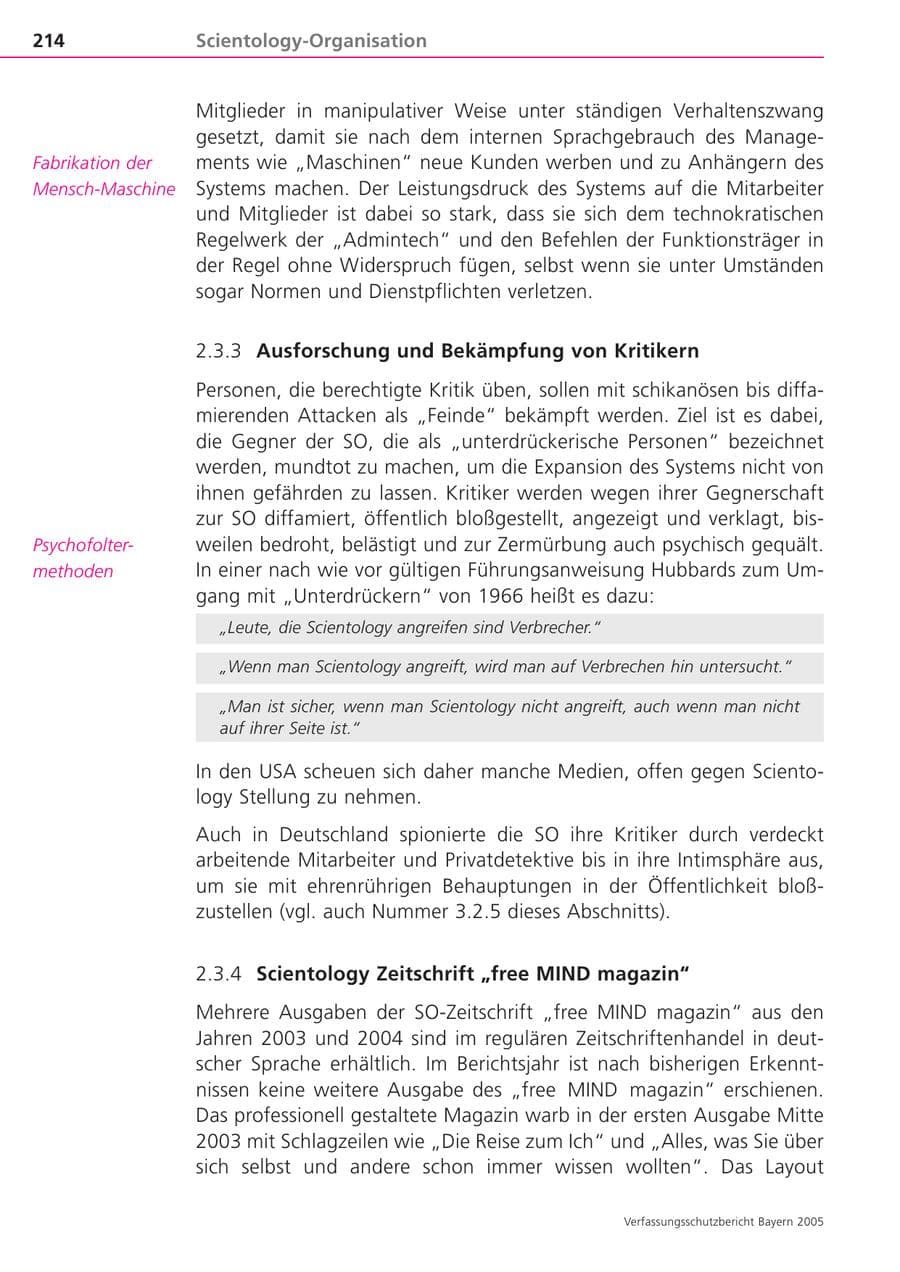 Seite 214 des Verfassungsschutzbericht 2005 Bayern