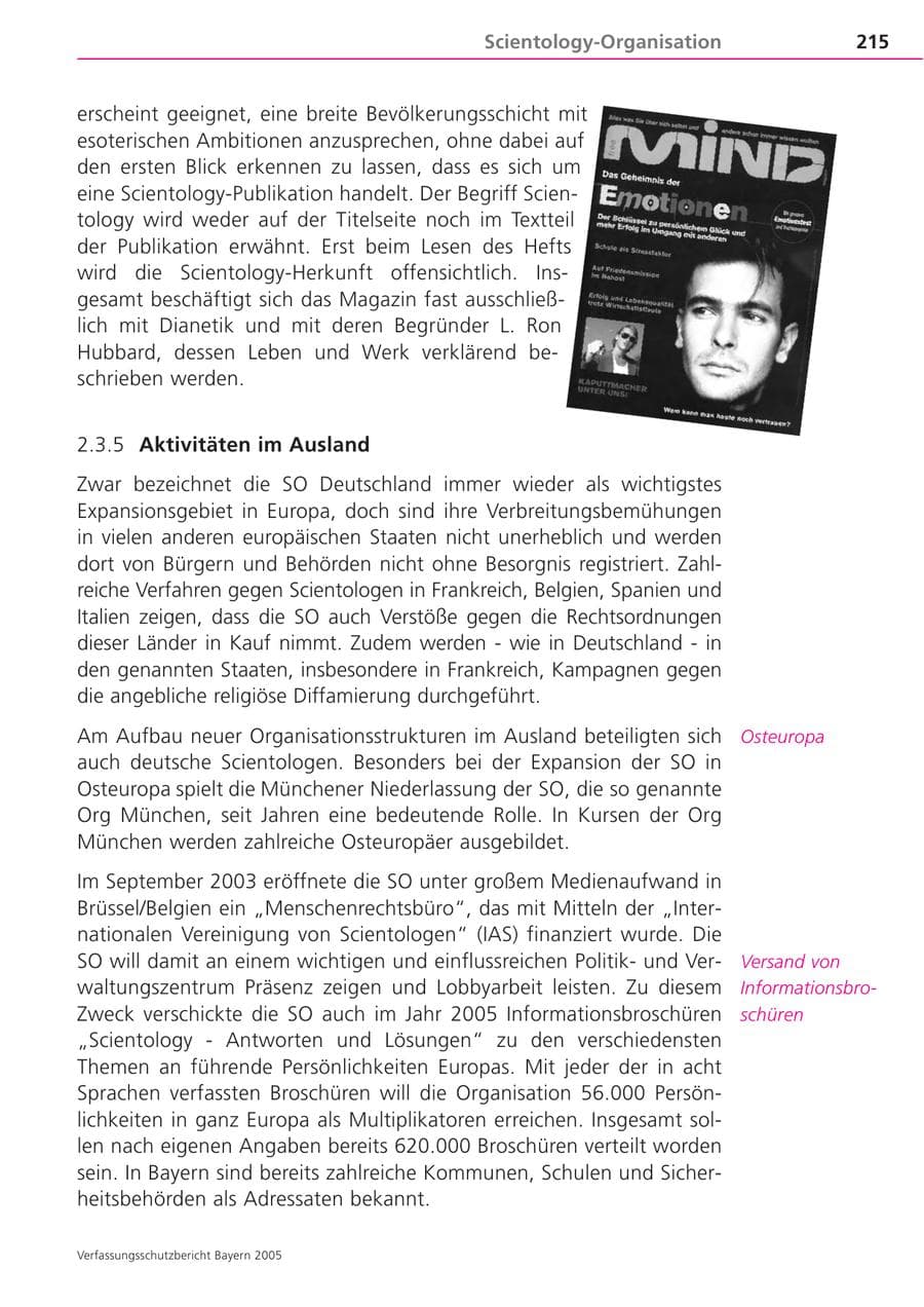 Seite 215 des Verfassungsschutzbericht 2005 Bayern
