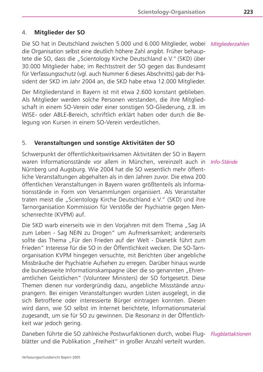 Seite 223 des Verfassungsschutzbericht 2005 Bayern