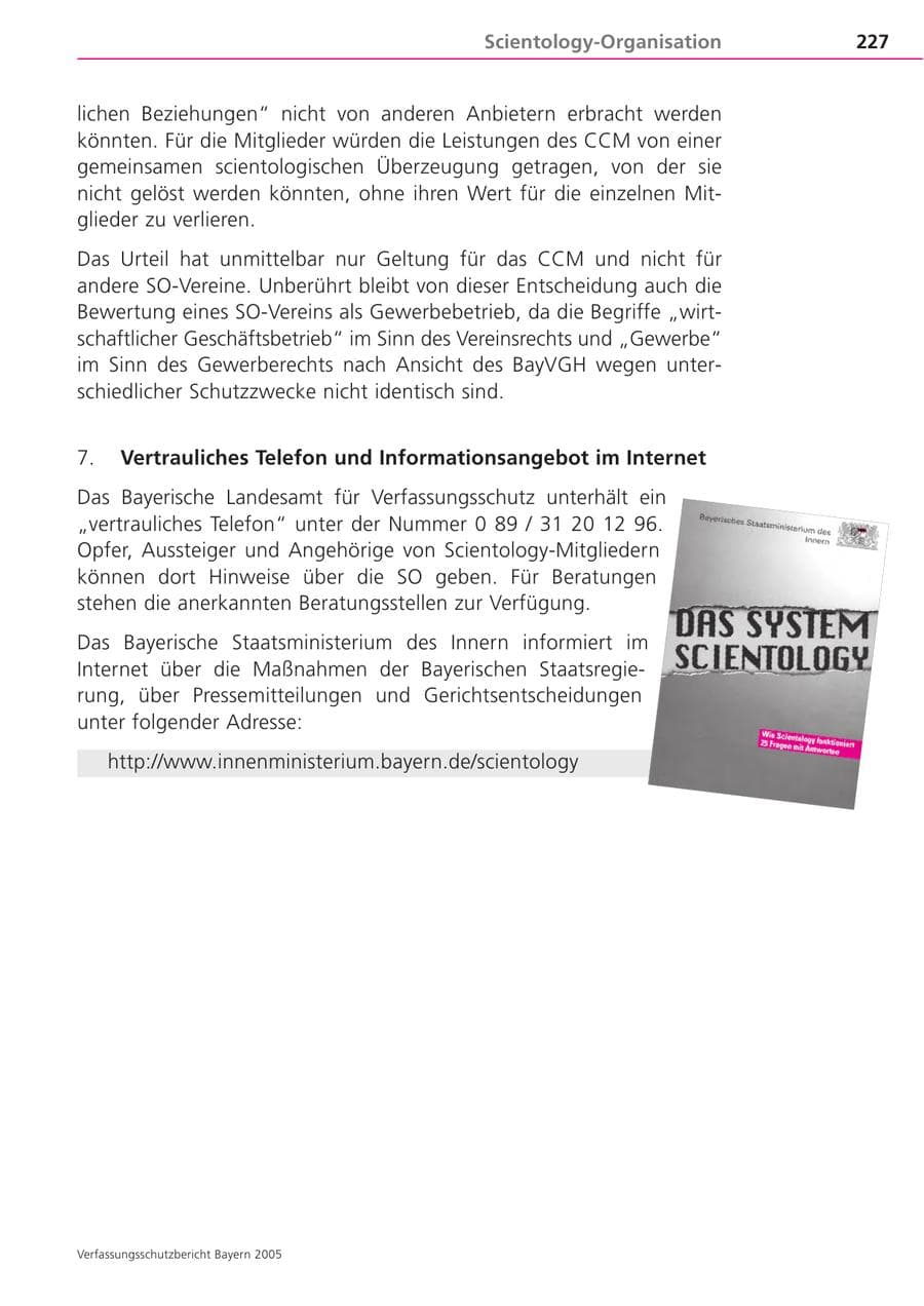 Seite 227 des Verfassungsschutzbericht 2005 Bayern