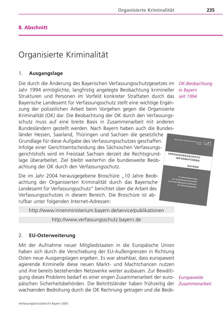 Seite 235 des Verfassungsschutzbericht 2005 Bayern