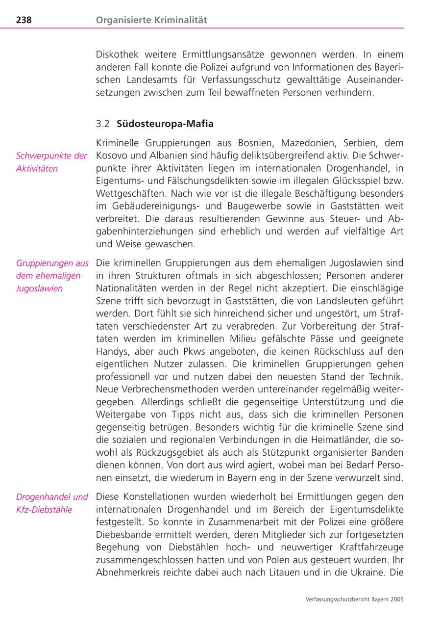 Seite 238 des Verfassungsschutzbericht 2005 Bayern