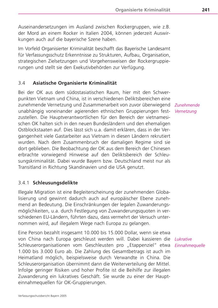Seite 241 des Verfassungsschutzbericht 2005 Bayern