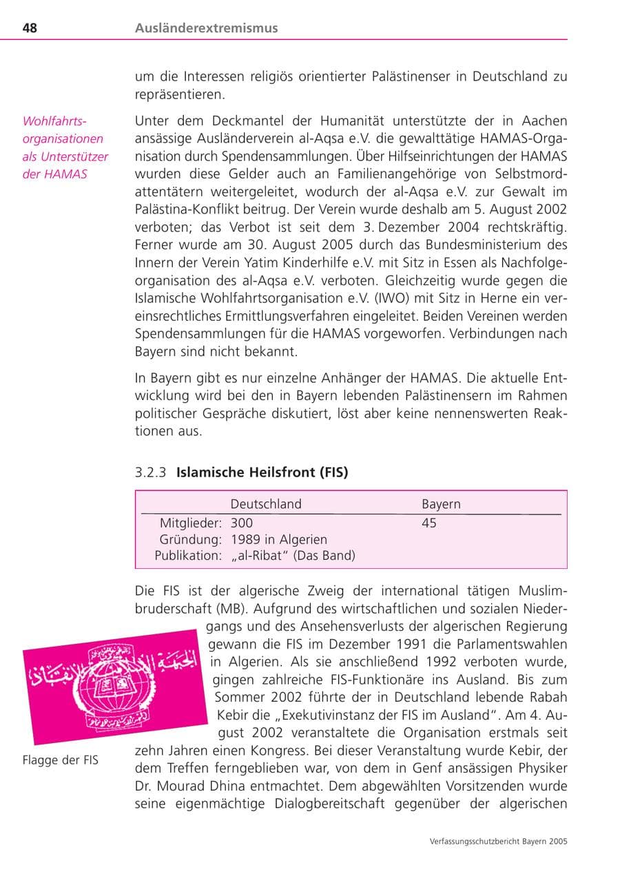 Seite 48 des Verfassungsschutzbericht 2005 Bayern
