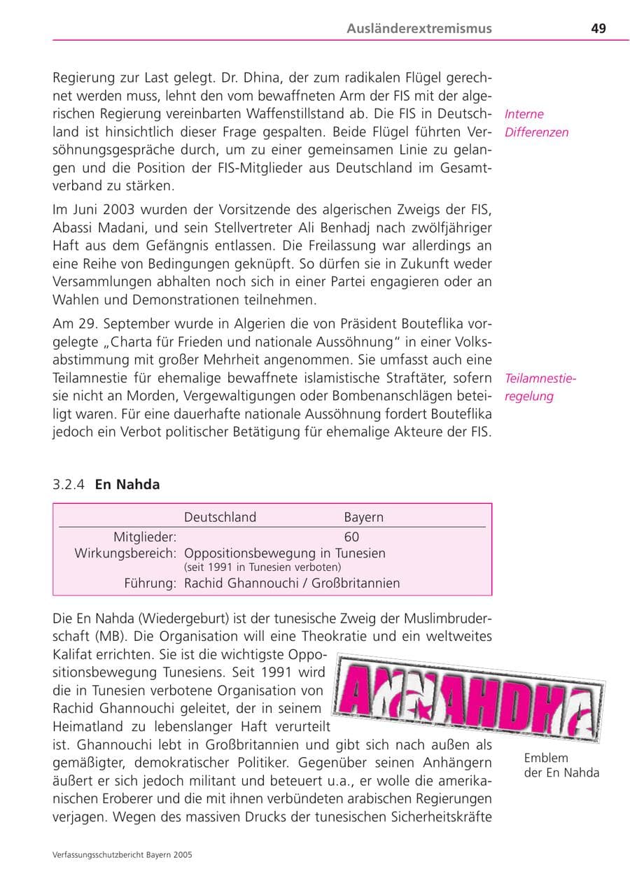 Seite 49 des Verfassungsschutzbericht 2005 Bayern