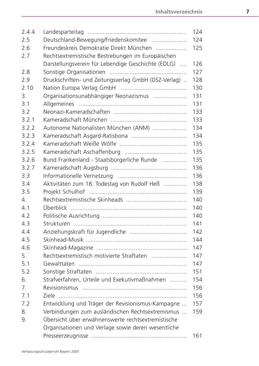 Seite 7 des Verfassungsschutzbericht 2005 Bayern