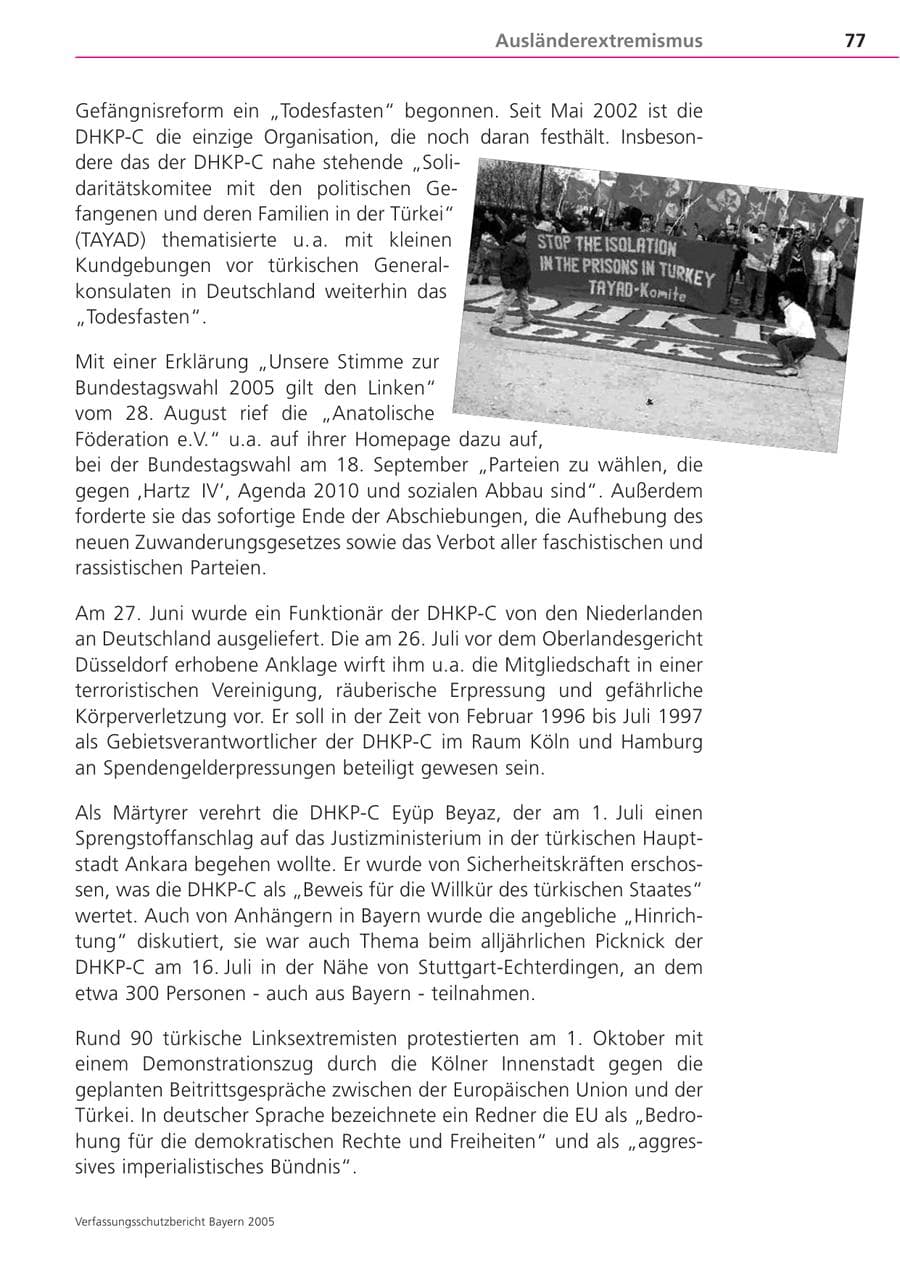 Seite 77 des Verfassungsschutzbericht 2005 Bayern