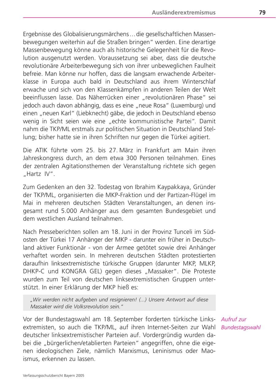 Seite 79 des Verfassungsschutzbericht 2005 Bayern