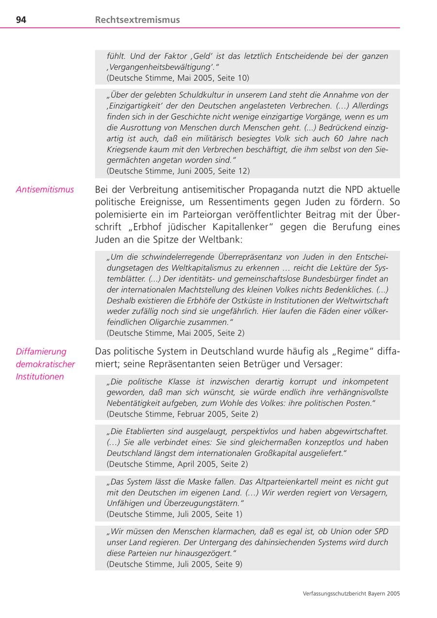 Seite 94 des Verfassungsschutzbericht 2005 Bayern