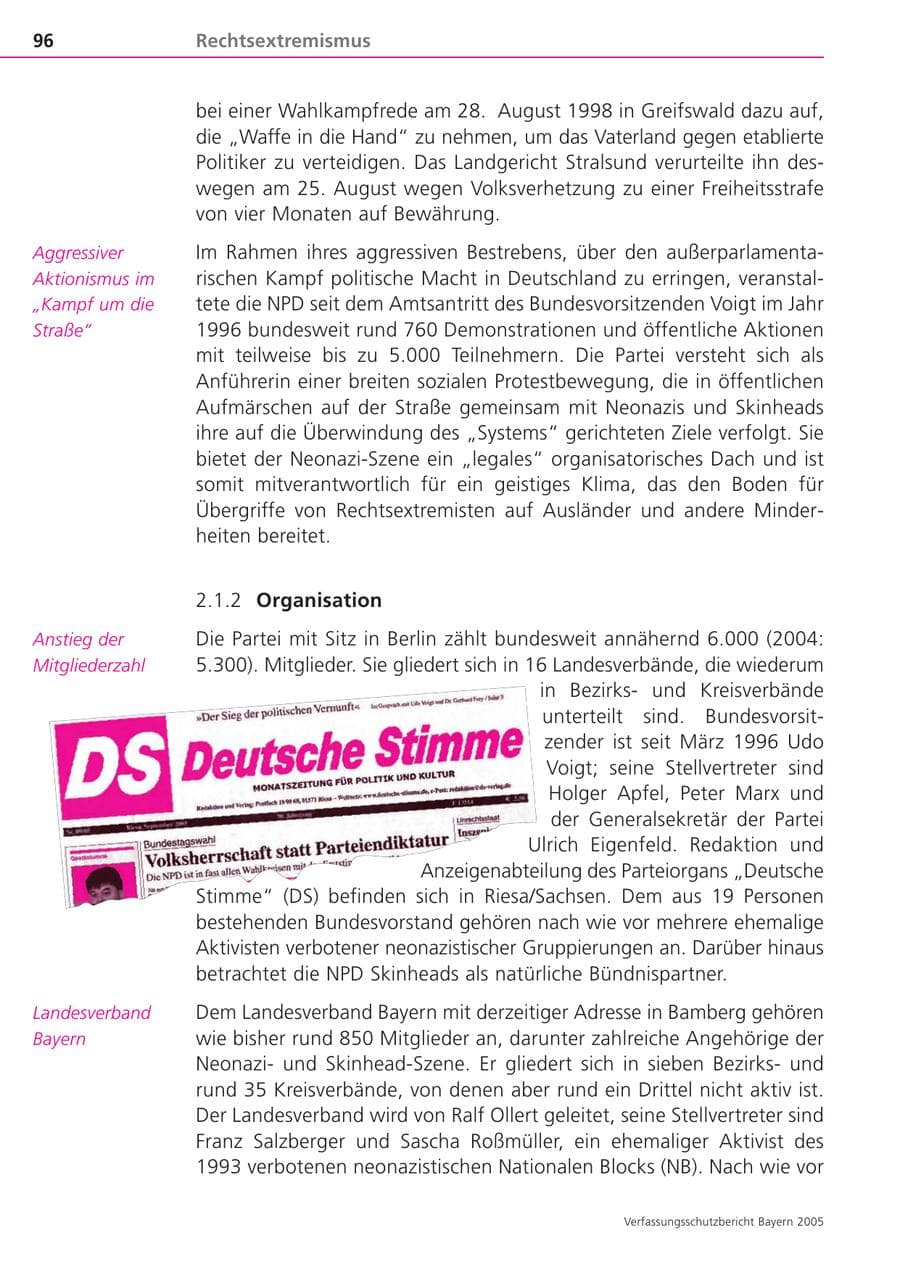 Seite 96 des Verfassungsschutzbericht 2005 Bayern