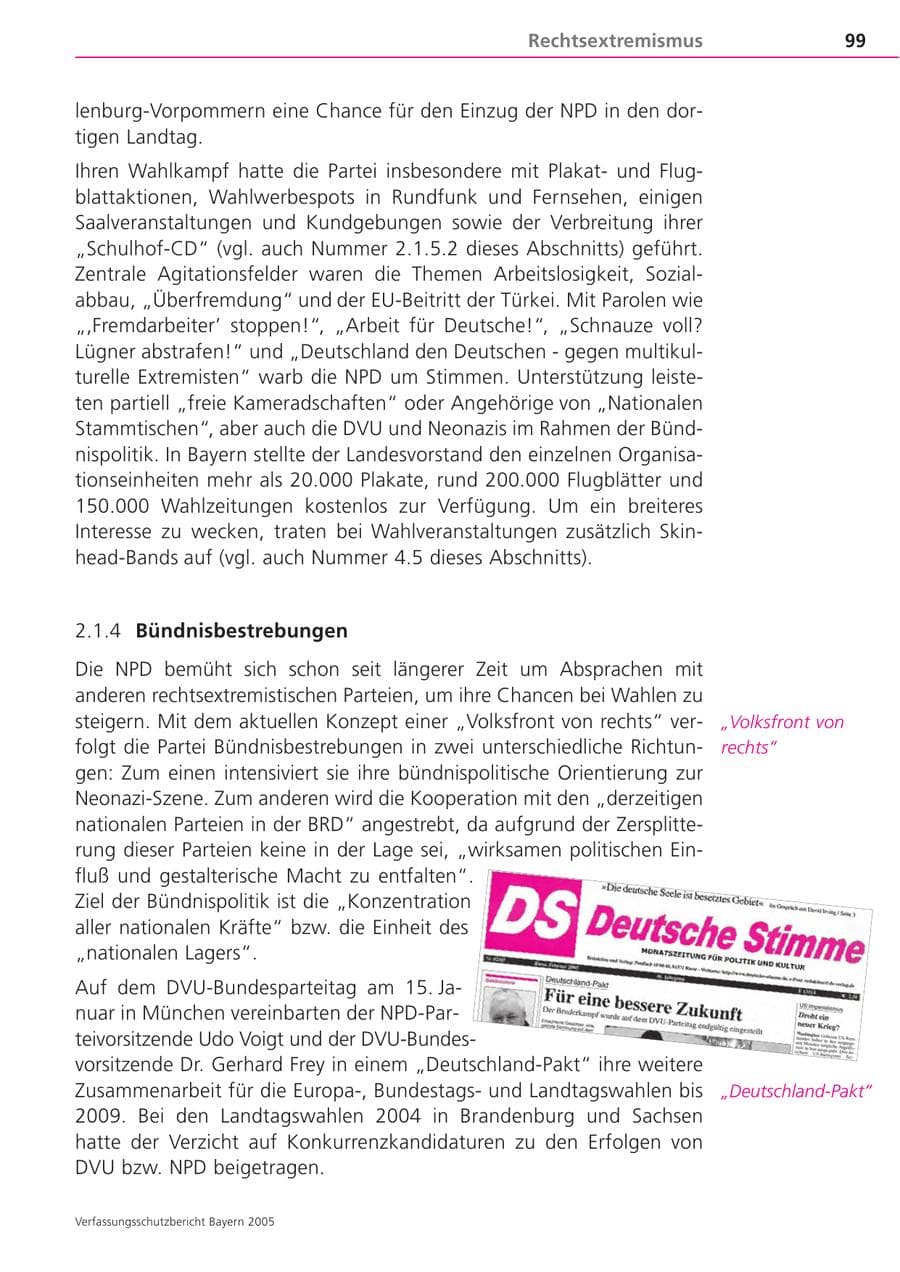 Seite 99 des Verfassungsschutzbericht 2005 Bayern