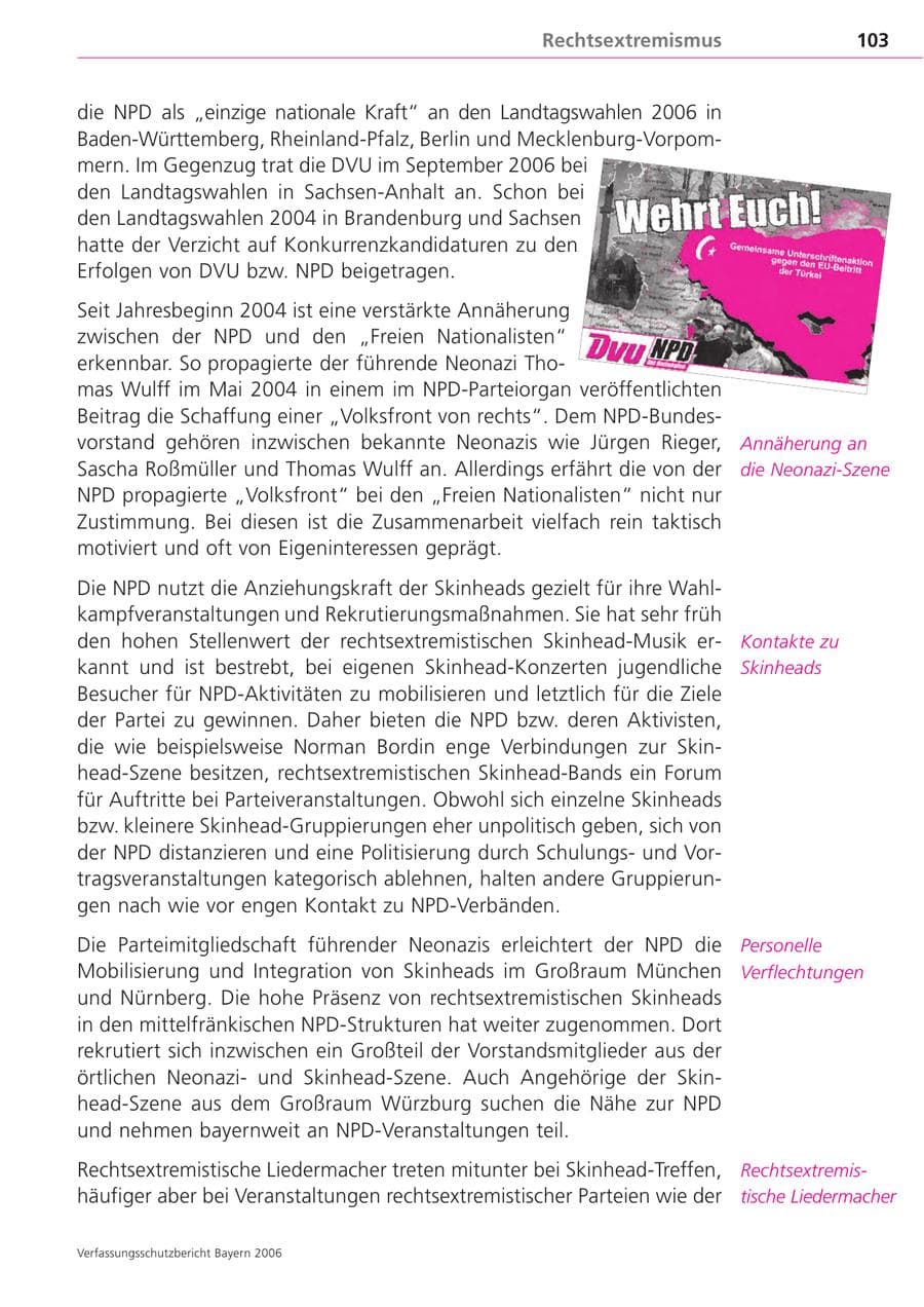 Seite 103 des Verfassungsschutzbericht 2006 Bayern