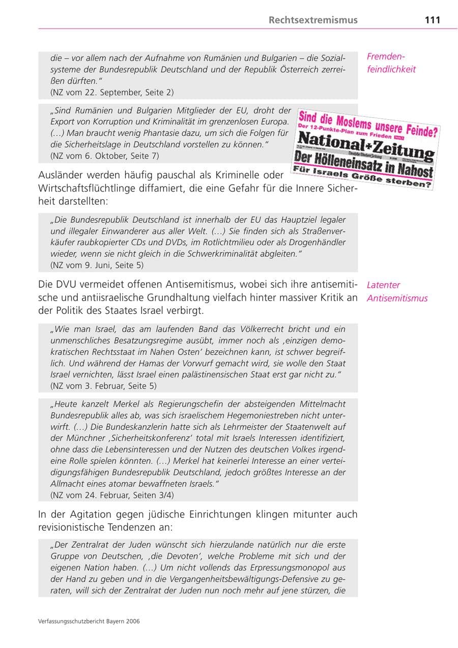 Seite 111 des Verfassungsschutzbericht 2006 Bayern