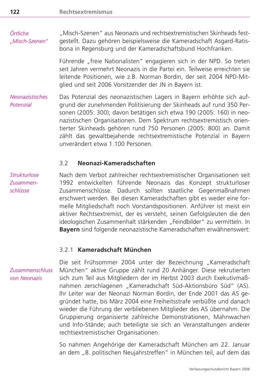 Seite 122 des Verfassungsschutzbericht 2006 Bayern