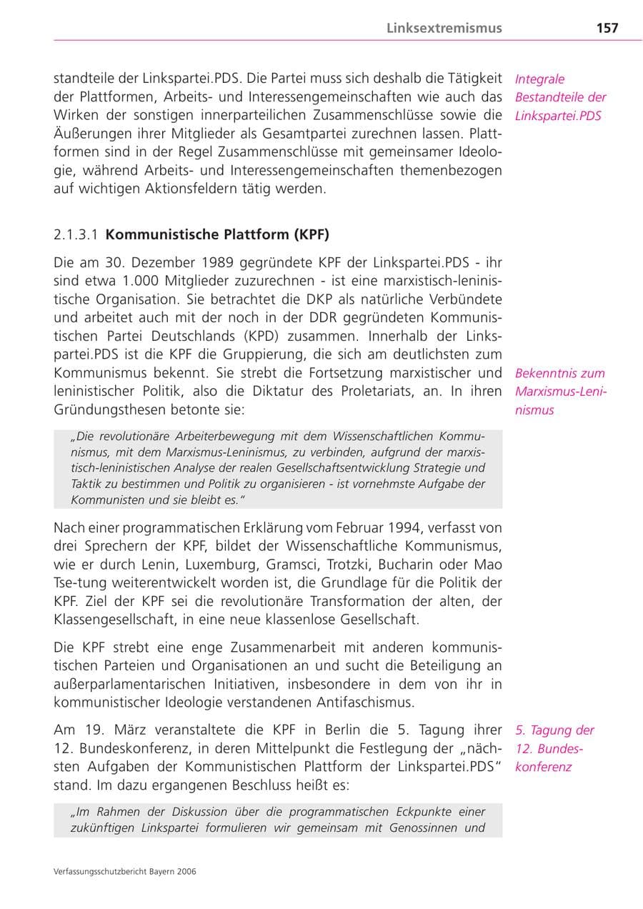Seite 157 des Verfassungsschutzbericht 2006 Bayern